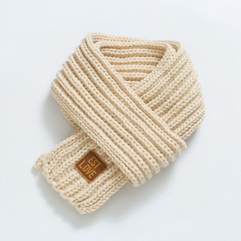 Vinter varmt barneskjerf koreanske takrenne jenter ullstrikkede skjerf tykke vindtette ren farge skinnetikett babykrage skjerf  o4