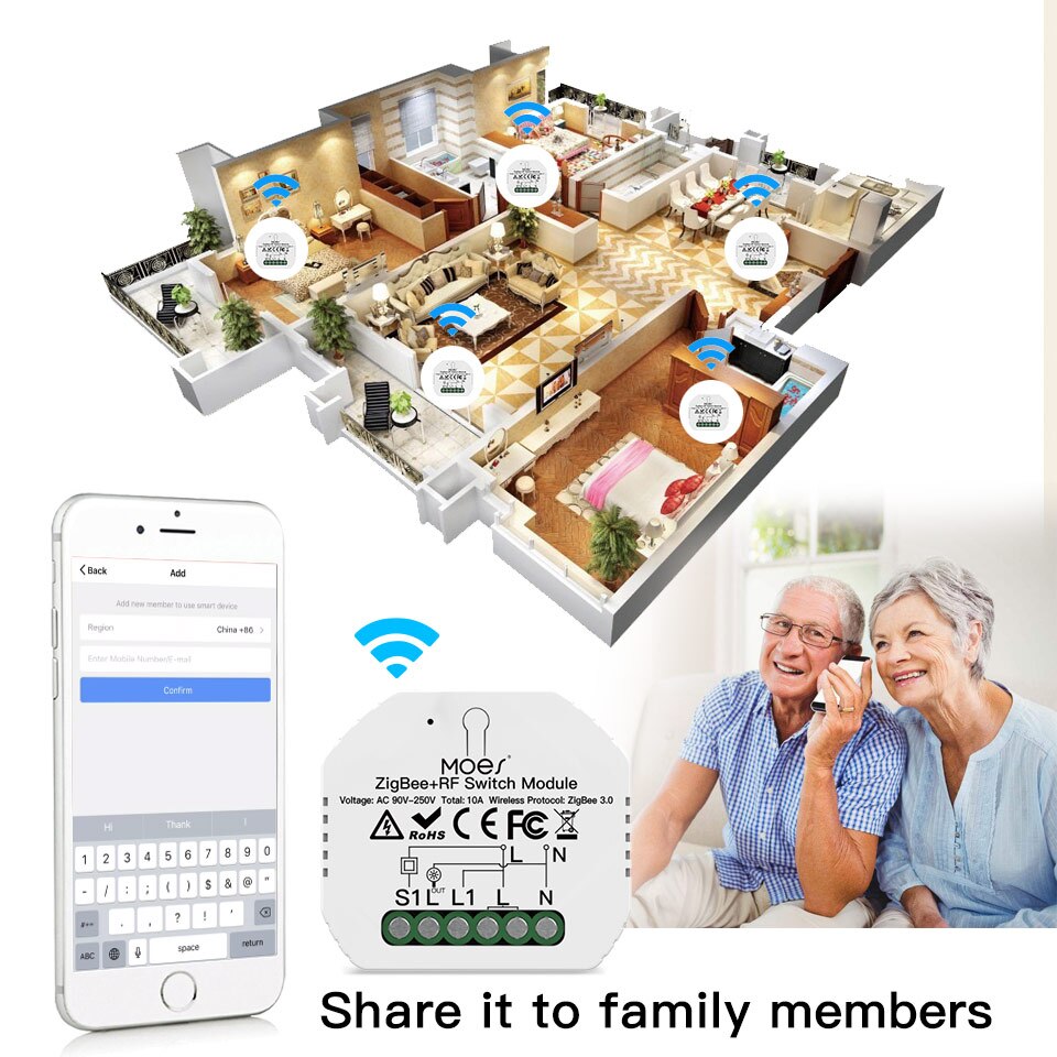 Moes tuya zigbee 3.0 smart-lichtschalter-relaismodul, 1/2/3 -fach dimmermodul, smart life tuya app-steuerung mit alexa und google home