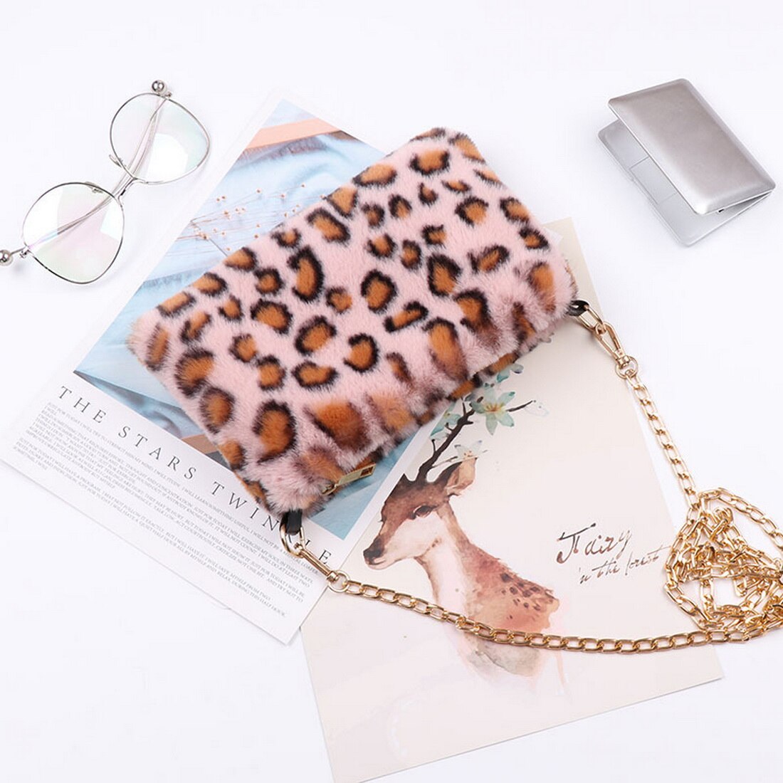 Women Heart Shaped Bag Female Chain Messenger Bag Plush Love Shoulder Crossbody Bag Winter Fur Hand Bags: style2 B