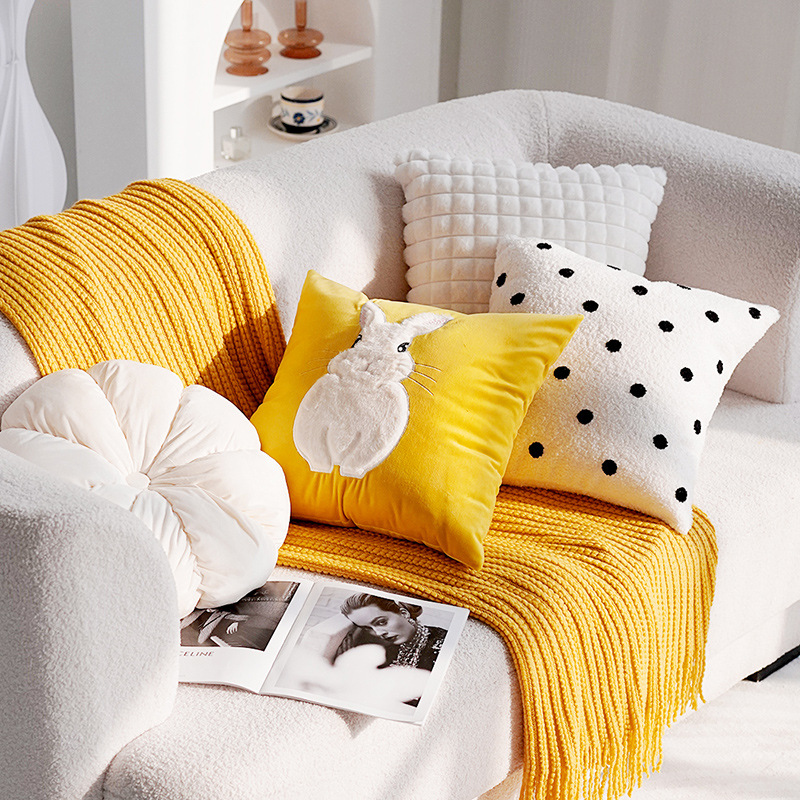 45x45CM Cute Cartoon Rabbit Throw Pillow Cover Nordic Animal Stamping Waist Cushion Cover Decor Home Decorative Pillowcase