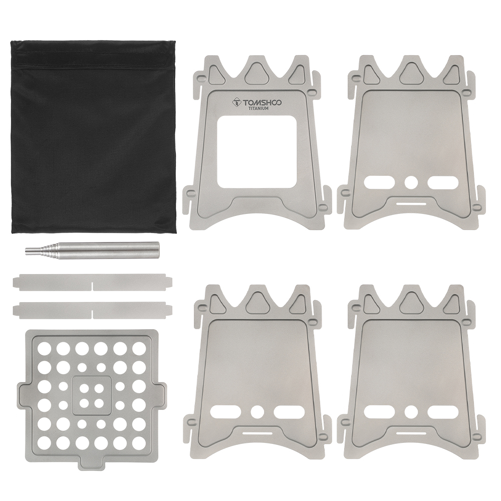 TOMSHOO Camping Wood Stove Portable Folding Lightweight Titanium Wood Burning Stove for Outdoor Cooking Picnic camping gear