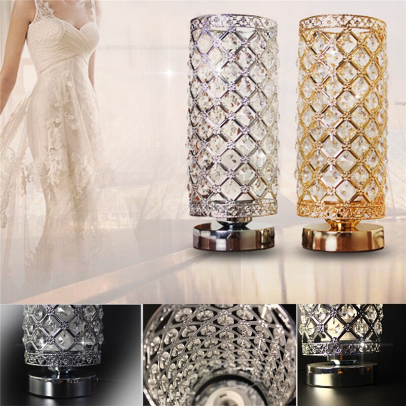 Modern LED Crystal Desk Table Lamp E27 Adjustable Bedside Nightstand Light Home Decoration Indoor Lighting