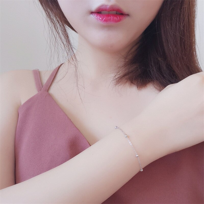 INZATT-Bracelet de perles en argent Sterling 925 pour femmes, breloque, chaîne métallique, bijoux de bureau OL, à la , de fête d'anniversaire