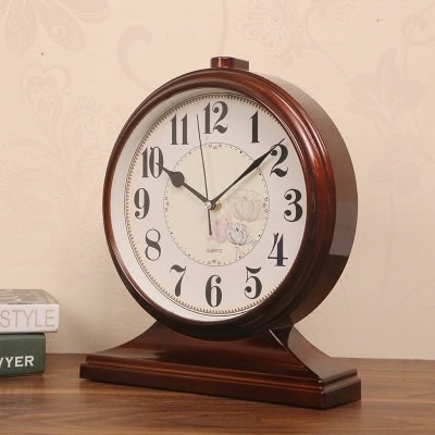 Kantoor Decoratie Desktop Houten Alarm Mute Retro Stilte Slinger Tafel Quartz Klok Night Desk Vintage Klok LY451