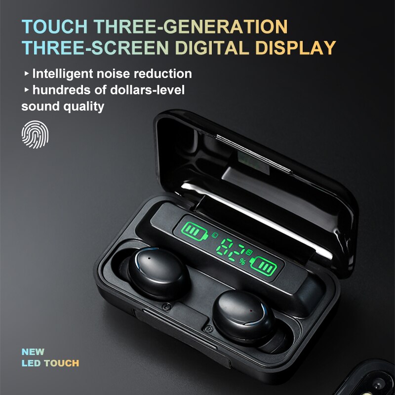 TWS Wireless Earphones Bluetooth Earphones 5.0 9D Bass Stereo waterproof Earbuds Handsfree Headset With Microphone Charging Case