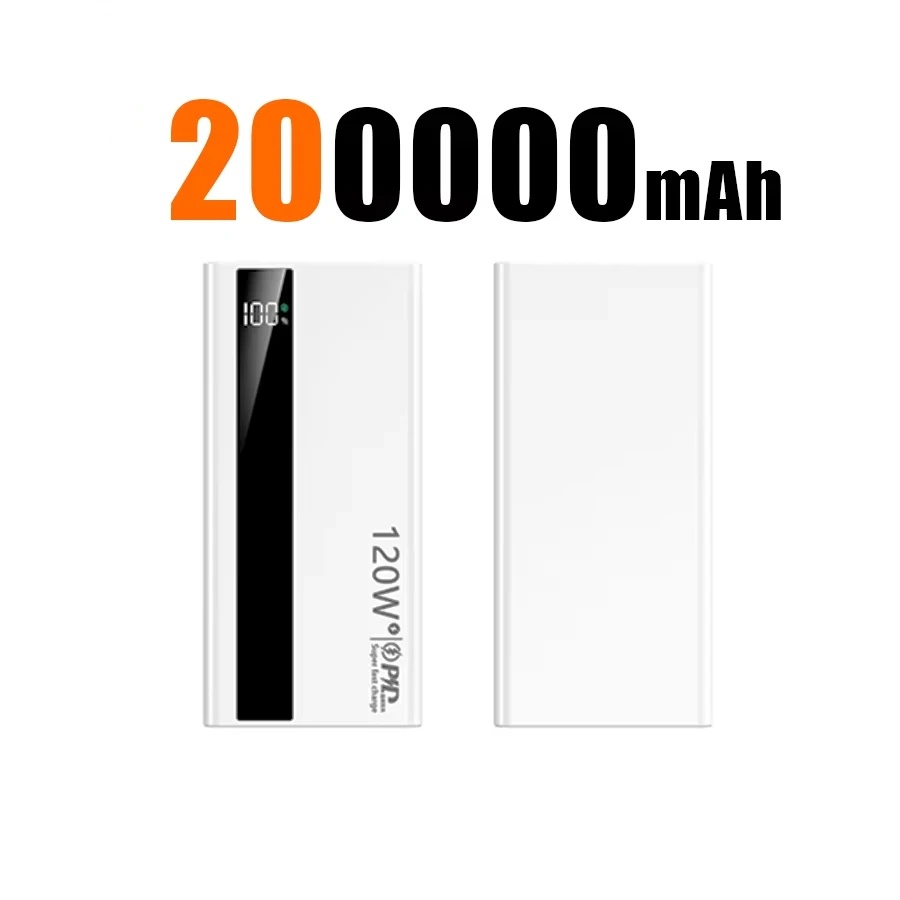 500000 mAh PowerBank mit hoher Kapazität, 120 W, superschnelles Aufladen, tragbare externe Batterie-Powerbank für iPhone Huawei: WEISS