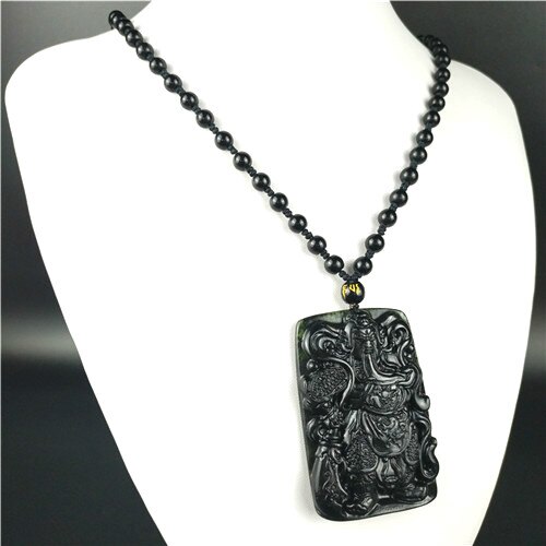 Gecertificeerde Chinese Natuurlijke Zwart Groen Jade Warrior Hanger Ketting Charm Sieraden Obsidiaan Accessoires Gesneden Amulet