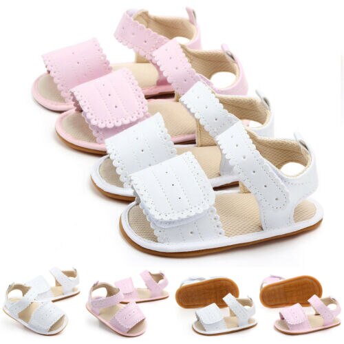 Baby Summer Cute Sandals Toddler Baby Girls PU Leather Sandals Girl Anti-Slip Soft Sole Crib Shoes