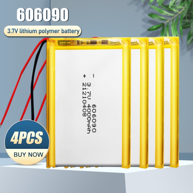 606090 3.7V 4000mAh Rechargeable Li-ion Lithium Polymer Battery For GPS PSP DVD Power Bank Tablet PC Reading Machine LED Lights: 4PCS