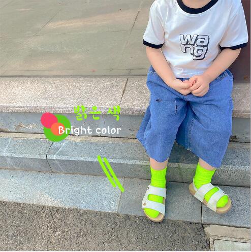 4 paia 1-12 anni 2021 autunno e inverno caramelle calzini di colore brillante calzini per bambini a doppio ago per ragazzo e ragazza
