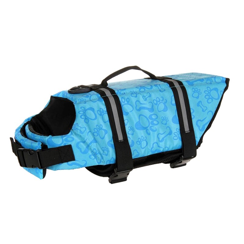 Pet Dog Life Jacket Bones Patterns Safety Clothes Life Vest Harness Saver Pet Dog Swimming Preserver Clothes Summer Swimwer: Blue / XXL