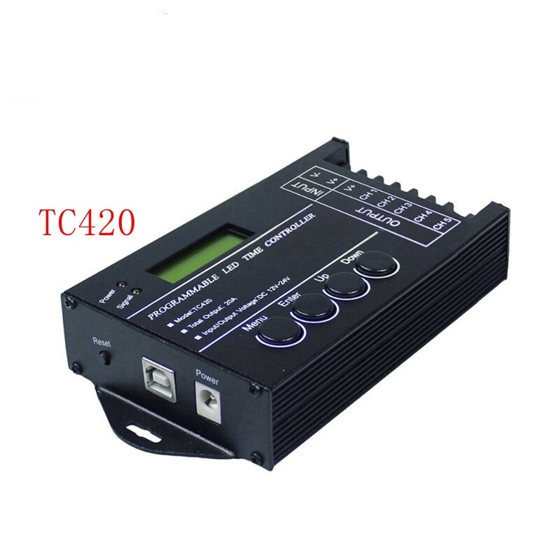 TC420 TC421 upgraded time programmable led controller 5CH output controller RGB Dimmer for DC12V 24V for Led Strip with USB Wire
