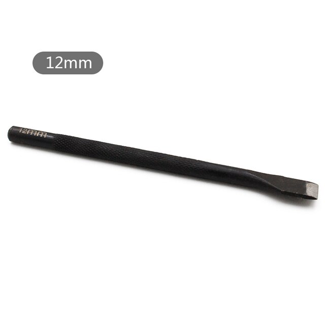 Musta nahkainen litteä pää lävistysveitsi, terän leveys 3/5/6/8/10/12mm tee itse käsintyöstettävät nahkaiset vyön rei'itystyökalut: 12mm