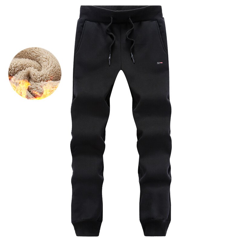 Męskie ciepłe spodnie zimowe zagęścić polarowe męskie spodnie dresowe dorywczo Faux futro Jogger Hombre mężczyźni Hip Hop ciężkie aksamitne spodnie 5XL: L / Black P02