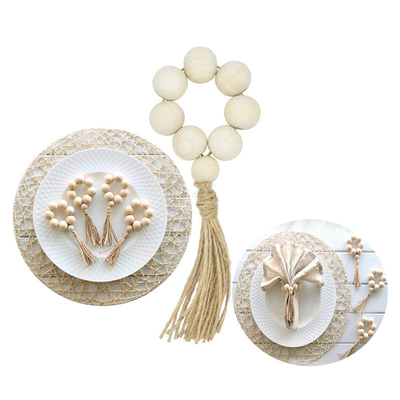 4 stuks Natuurlijke Houten Kraal Servetringen Bruiloften Home Decor Tafel Decoratie