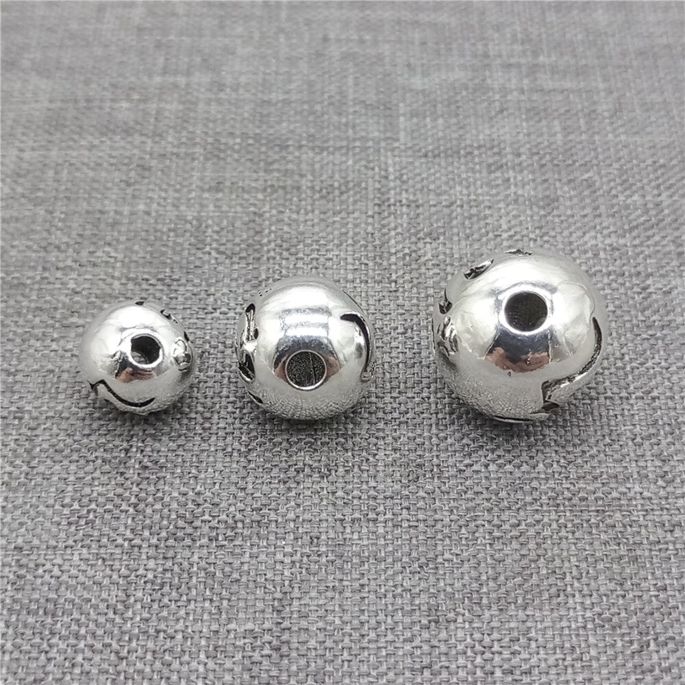 4pcs of 925 Sterling Silver OM Round Ball Beads for Buddhism Bracelet Necklace