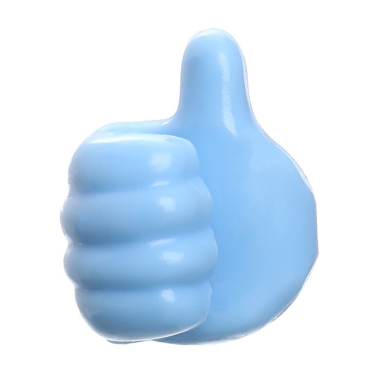 1 Paar Thumbs Up Vorm Sleutelhanger Muur Haken Verwijderbare Clip Gewassen Houder 3D Anime Muurstickers Deur Thuis decor Haak Koopje: Blauw