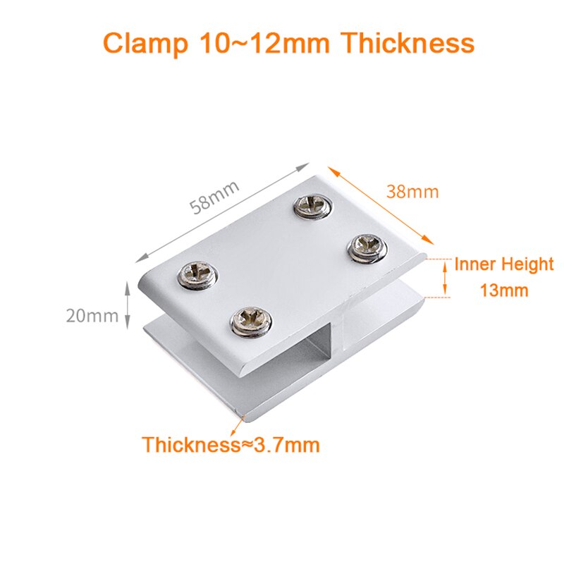Brand 8PCS Aluminum Alloy 2 Way Glass Clamps Clips 180 Degree Acrylic Board Frame Glass Fixed Brackets Connectors for 5~20mm