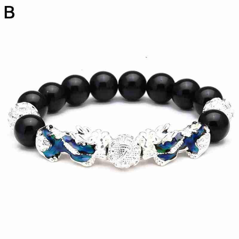 Feng Shui Nero Perle di Ossidiana pi Xiu Ricchezza Dei Monili Dei Monili Del Braccialetto Fortunato di colore di Natale L5T8: B