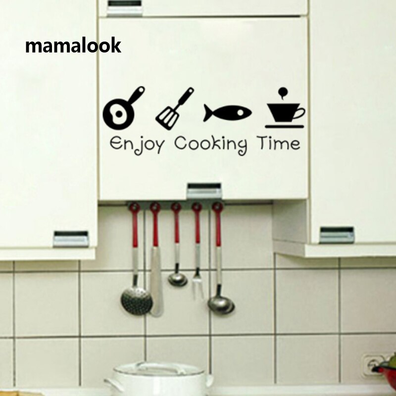 Cartoon enjoy cooking time kitchen Wall Sticker PVC Living room Kitchen Background home decoration Mural Art Decals stickers