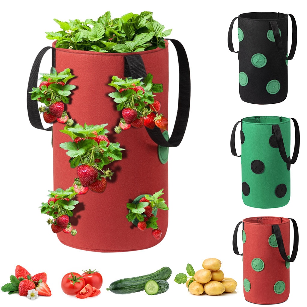 11 Hole Potato Strawberry Planter Bags For Growing Potatoes Outdoor Vertical Garden Hanging Open Vegetable Planting Grow Bag