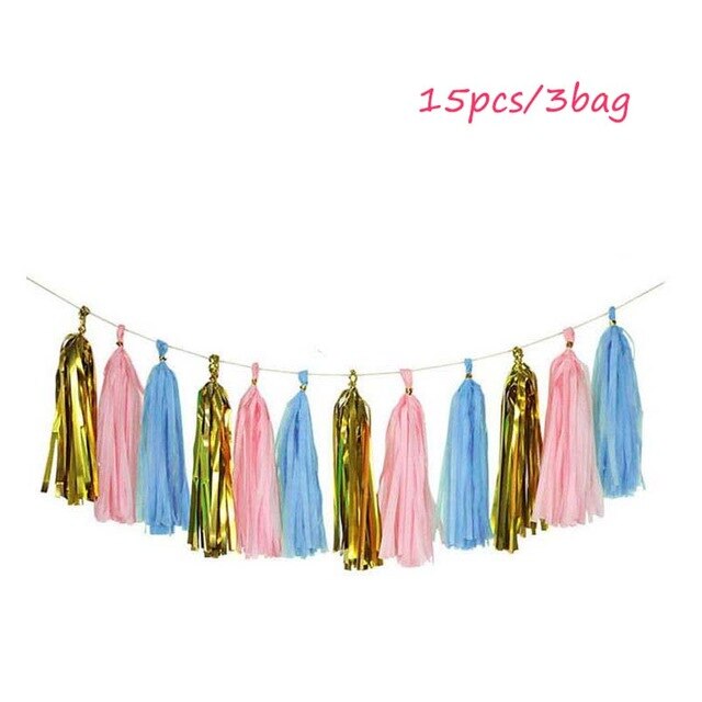 20 st silkespapper tofs krans rosa blå banderoll papper gör det själv fest krans för födelsedag baby shower bröllopsfest dekorationer: Ljusgrön