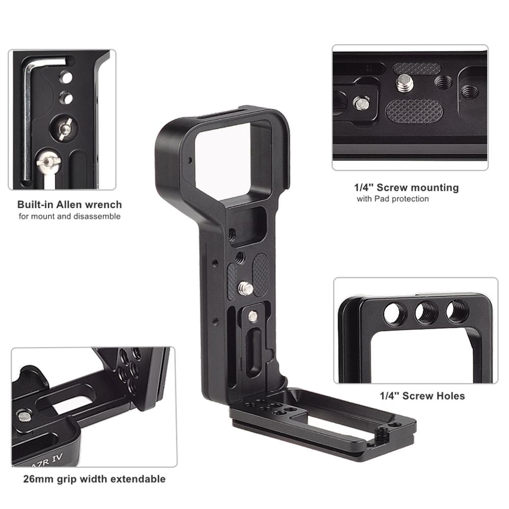 Camera Quick Release L Plate Metal Hand Grip Arca Swiss Bracket Holder Compatible with Sony Alpha A7R IV A7R4