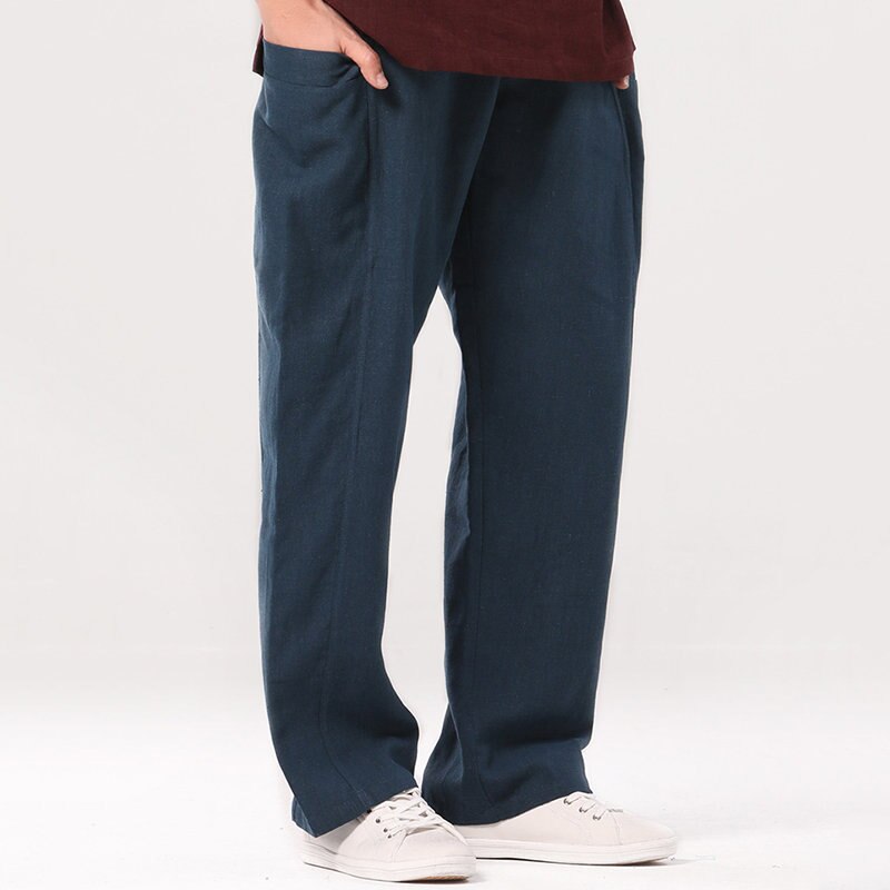 Men's Cotton and Linen Casual Jogger Pants Male Fitness Trousers Chinese Traditional Harajuku Spring Autum Clothe