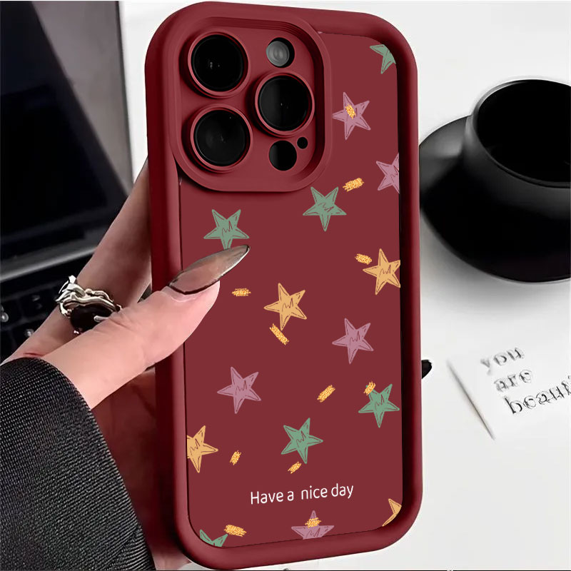 Funda de teléfono para OPPO Reno 13 F 13FS 5G /Reno13 F FS 4G, funda protectora de silicona suave con forma de corazón de amor y estrellas a la: Madera / Marfíl