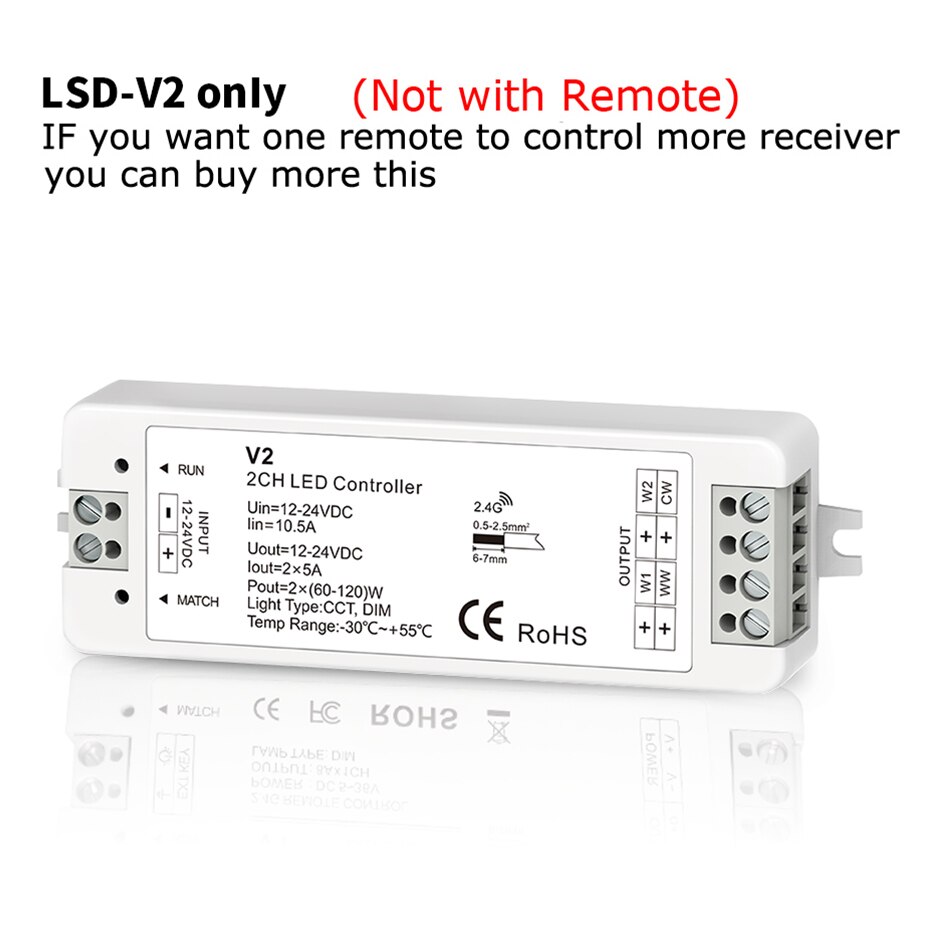 Dc12-24v v3 rgb-kontroller  v1 v2 enfarge cct led dimmer 12v 2.4g rf roterende panel led dimmer for 1 2 3 ch led stripelys: Bare lsd -v2