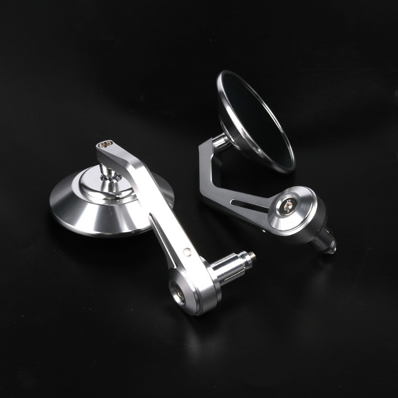 Motorfiets stuurspiegel stuureind achteruitkijkspiegels balans schuifgreep zijspiegel cnc zilver 22mm universeel anti-reflecterend