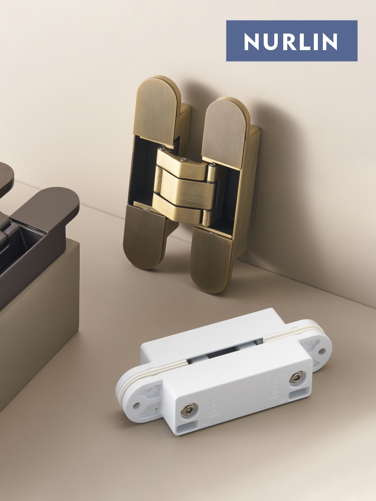 Nurlin unsichtbare Türscharniere, 3D-verstellbare verdeckte Scharniere, glänzendes Gold, Schwarz, helles Chrom, Zinklegierung, Stoßscharnier, robust