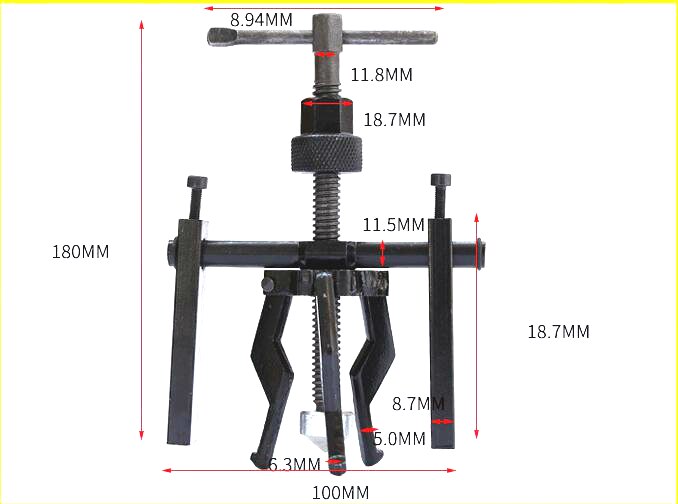 Heavy Duty 3 Jaw Pilots Inner Bearing Puller For 16~38mm Bearings
