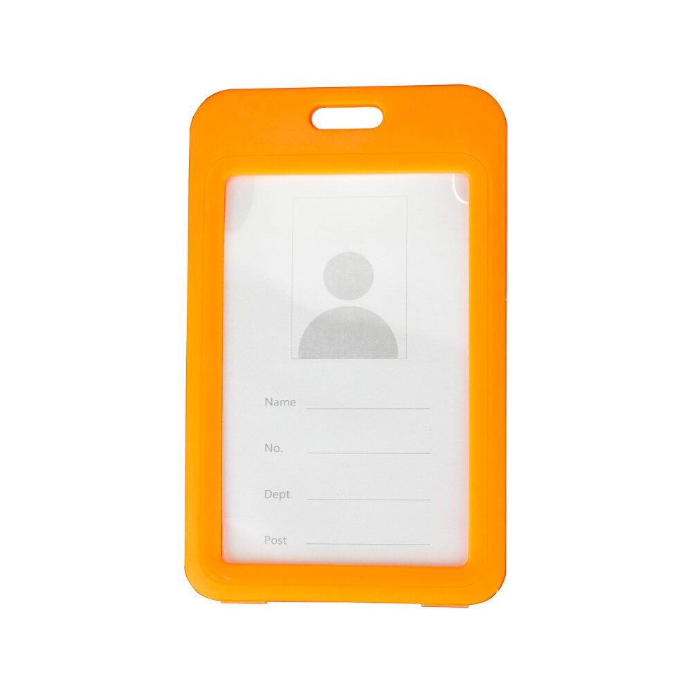 Color ID Card Holder Plastic Badge Holder Name Identification Sleeve Dual Clear Business Exhibition Shell Office school entrance: Orange