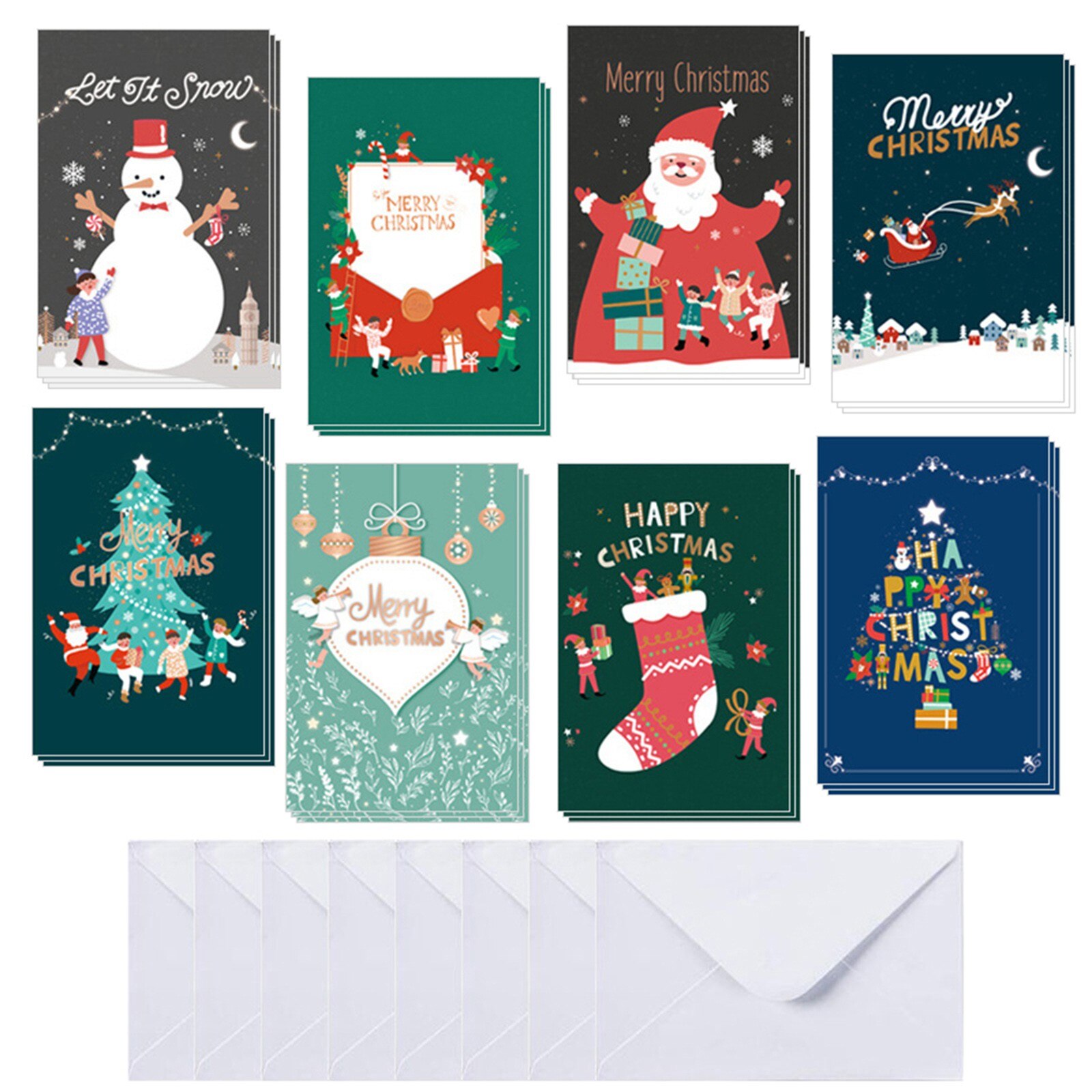 8 Sets Christmas Greeting Card Kids Christmas Blessing Greeting Cards Envelope Year Postcard Card Xmas Party