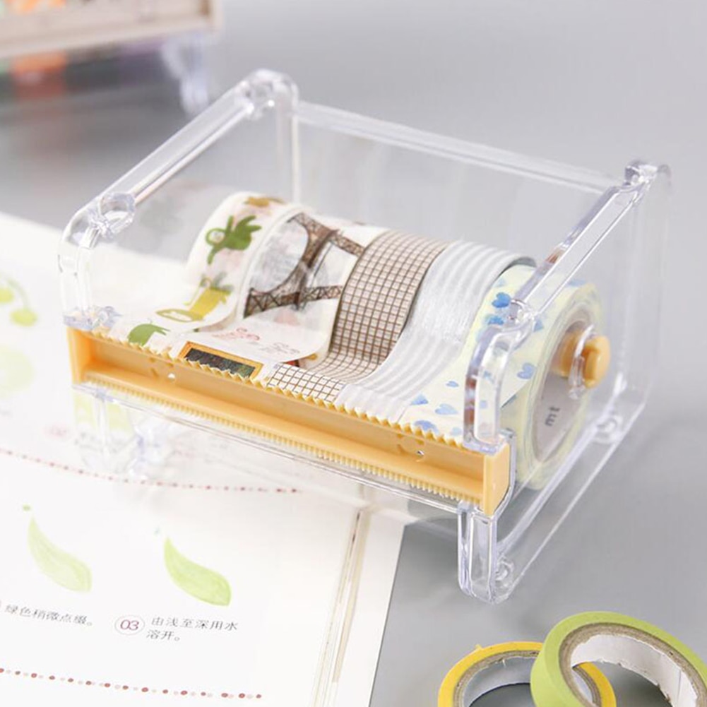 Desktop Paper Tape Cutter Holder Dispenser Craft Office Stationery Box