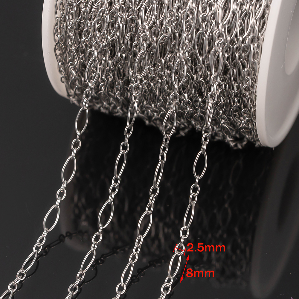 Pulseras de cadena de Cable de acero inoxidable de 1 metro para collares hechos a mano DIY, suministros de joyería, accesorios, componentes artesanales: Beige