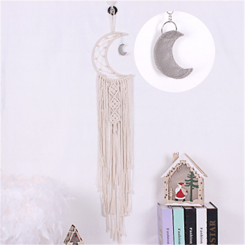 Lune et étoile macramé tapisserie murale suspendus Boho lune étoiles capteur de rêves tenture murale pendentif pour enfants filles chambre décoration