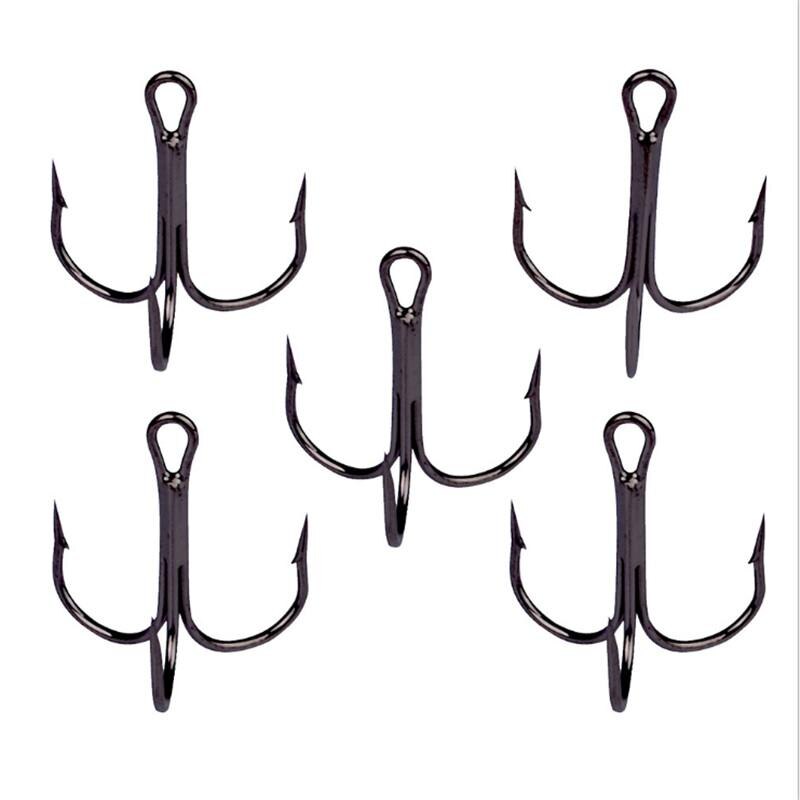 10Pcs/lot 2# 4# 6# 8# 10# Black Fishing Hook High Carbon Steel Treble Overturned Hooks Fishing Tackle Round Bend Treble For Bass