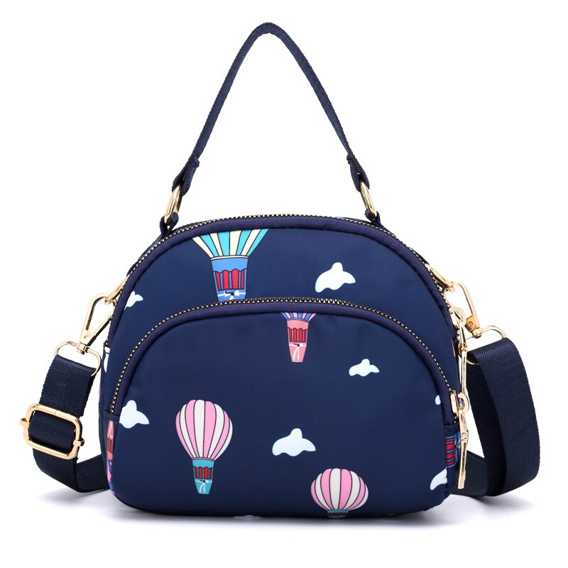 Sød pige crossbody tasker håndtaske bred rem kvinder skuldertasker multi-lomme dame messenger taske makeup taske til kvinder: Blå ballon