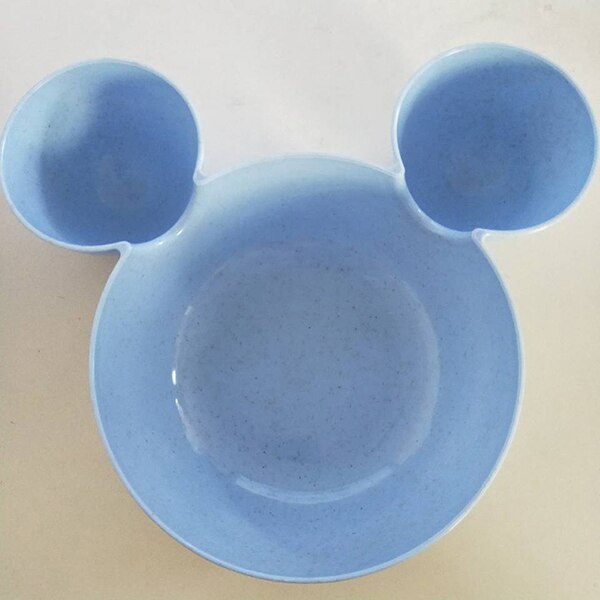 Tazón de alimentación de bebé con dibujos animados, tazón de arroz de paja de trigo para niños, plato de cena bonito, vajilla de comida para bebé: Blue Bowl