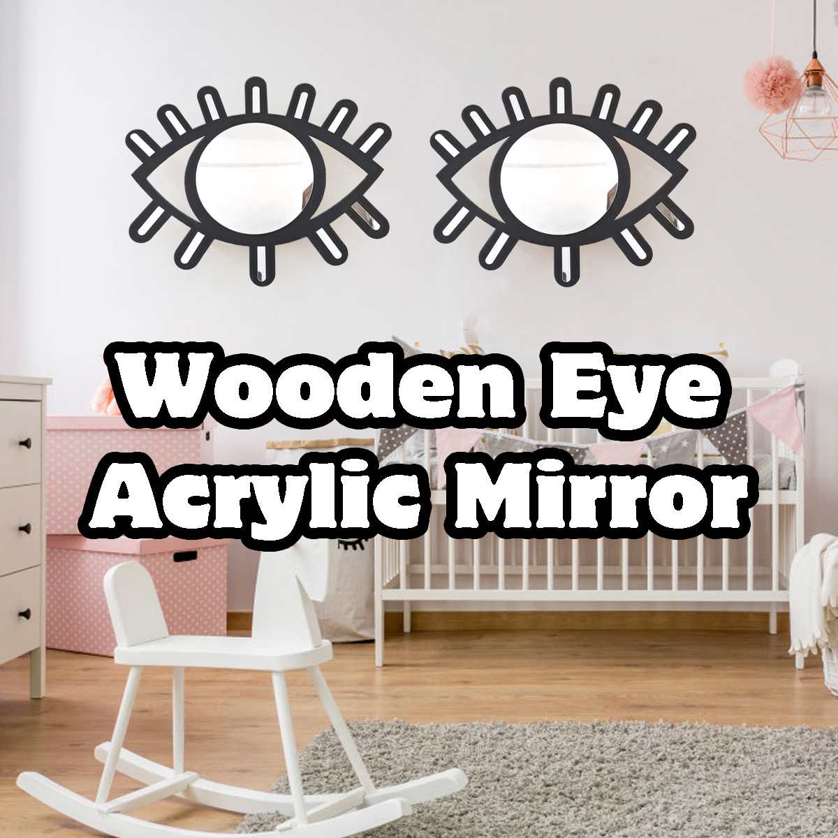 Espejo decorativo con forma de ojo, decoración artística innovadora de madera, espejo de maquillaje redondo, vestidor, espejo colgante de pared para baño, artesanías