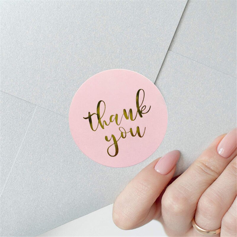 1 Roll/500pcs Pink Thank You Stickers Packaging Seal Round Labels for DIY Envelope Steal Wedding Decoration Kids Toy