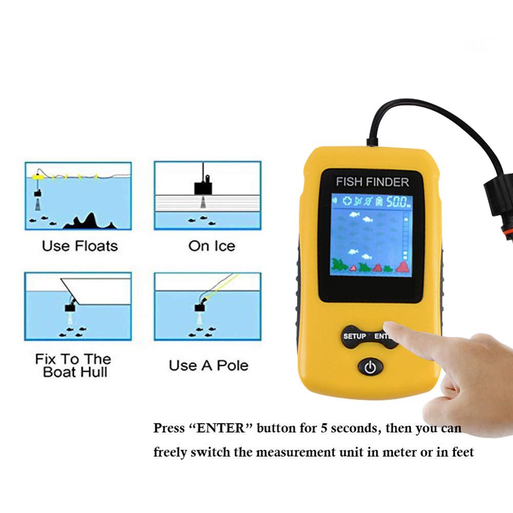 Handheld Fish Finder Portable Fishing Kayak Fishfinder Fish Depth Finder Fishing Gear with Sonar Transducer and LCD Display: Default Title