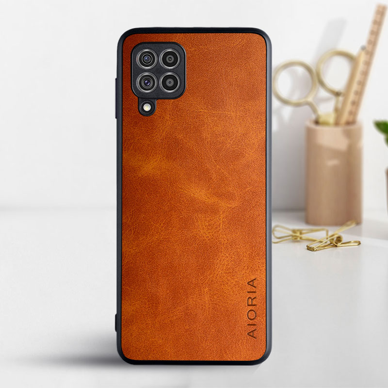 Handyhülle für samsung Galaxis  m32 4g , luxuriöse Jahrgang-lederhülle für samsung Galaxis  m32 4g, Fall funda capa: Gelb
