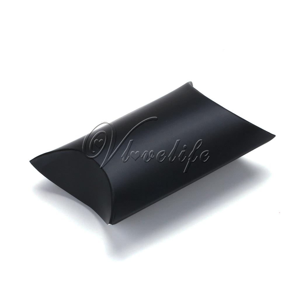 50 Stks/partij Stijl Kussen Vorm Doos Snoep Box Geschenkdoos Voor Wedding Party Favor Decor Karton/Pvc/bruin Kraft: black