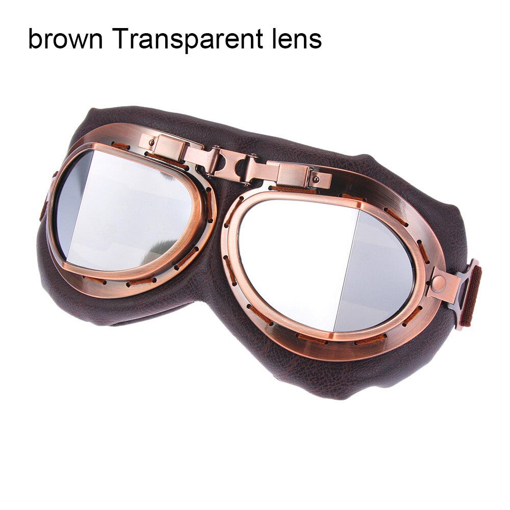 1 pieza gafas Retro Vintage a prueba de polvo Motor protector Gear gafas para motocicleta Cruiser Cafe Scooter Auto Accesorios: B Transparent lens