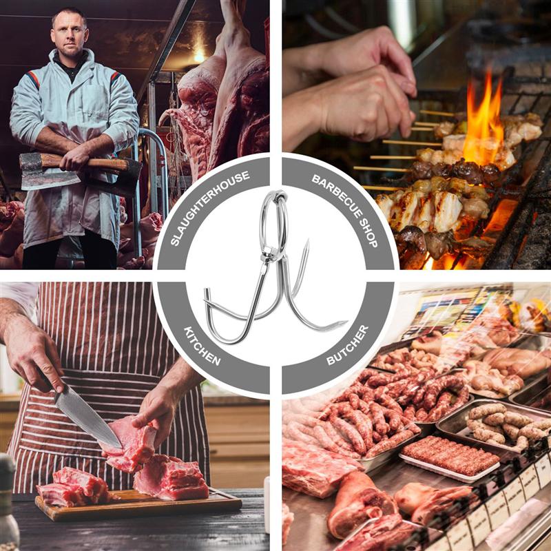 1 Pc Meat Hooks Stainless Steel BBQ Grill Hanger Pork Hook Kitchen Gadget