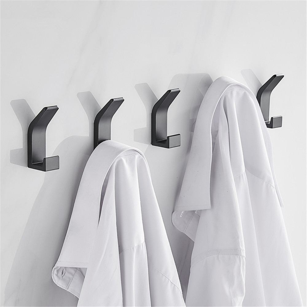 Bathroom Towel Rack Aluminum Robe Coat Hook Row Hooks Keys Bags Holder Sundries Hanger Bathroom Accessories