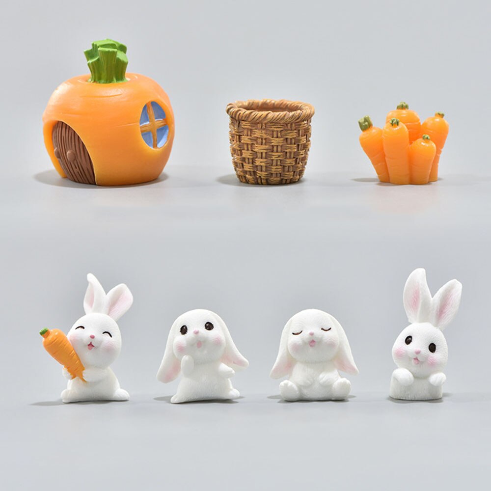 Mignon Animal dessin animé lapin carotte résine jardinage plante accessoires Micro paysage ornements jardin décoration